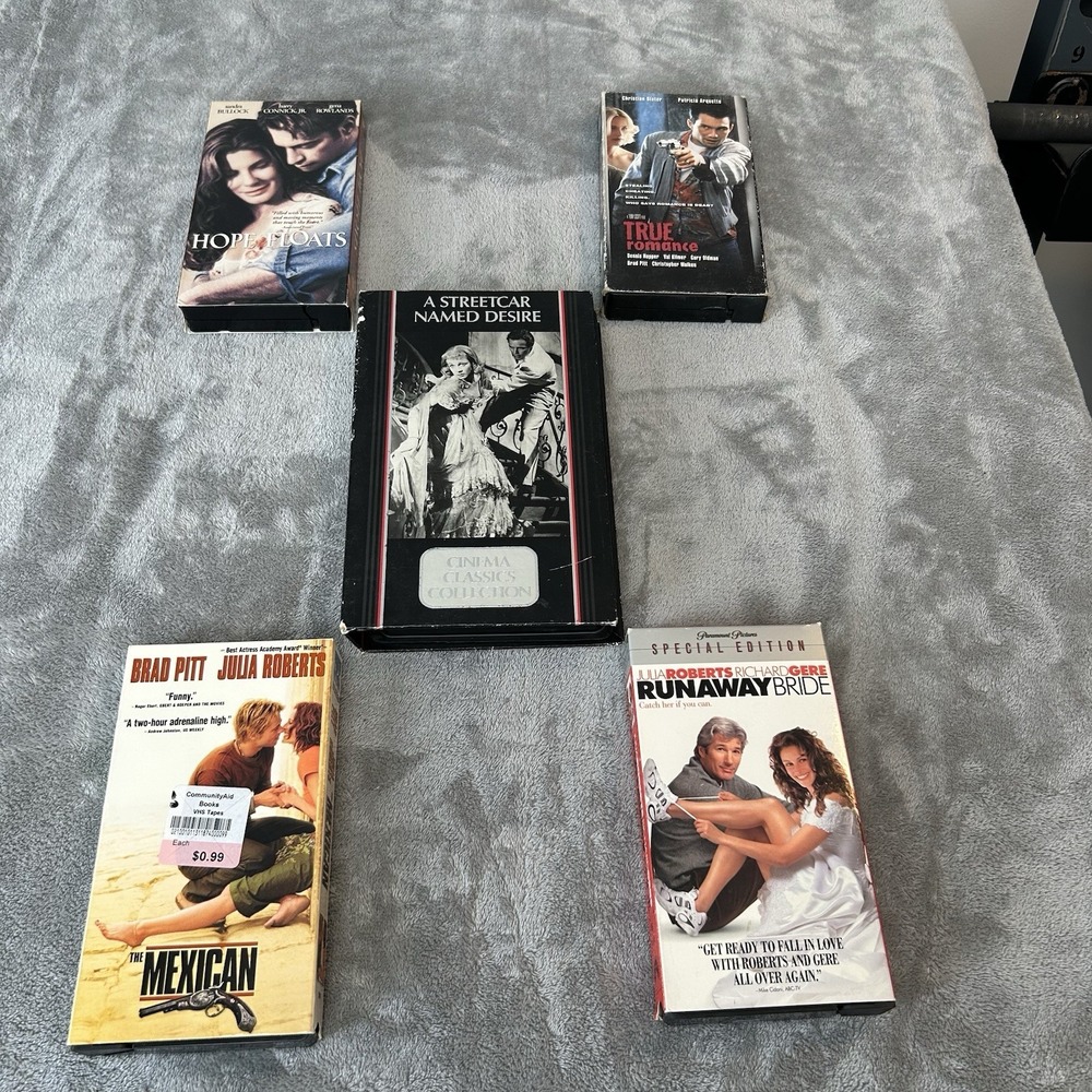 VHS Movies A Street Car Named Desire, Runaway Bride, Hope Floats, The Mexican…